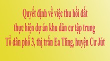 Quyết định về việc thu hồi đất Nguyễn Quang Hậu