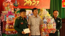 Đoàn công tác Huyện ủy – HĐND - UBND huyện Cư Jút Thăm, Chúc Tết Đồn Biên Phòng Nậm Na, Xã Đăk Wil